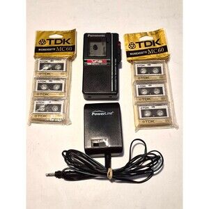 Panasonic VAS Microcassette Voice Recorder RN-106D Working Blank Tapes & Power